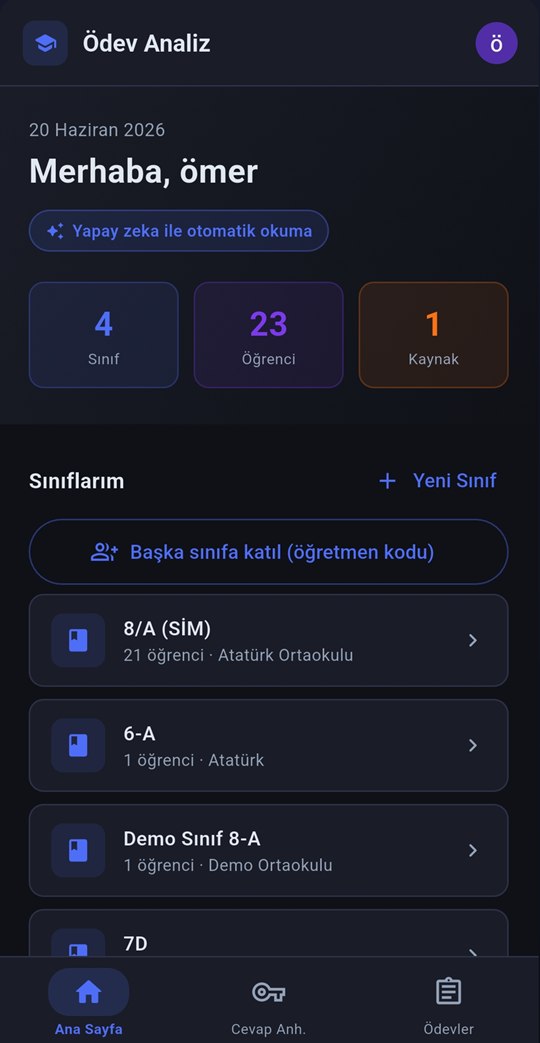 Ödev Analiz ana ekranı